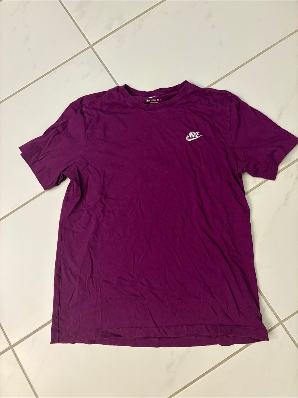Nike Men's Deep Purple Crew T-Shirt with White Swoosh